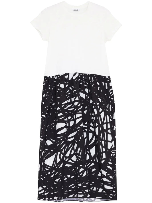 Scribble-Print Maxi Dress