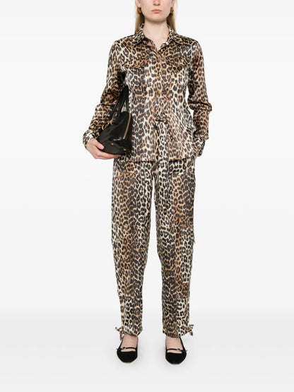 Leopard-Print Satin Shirt