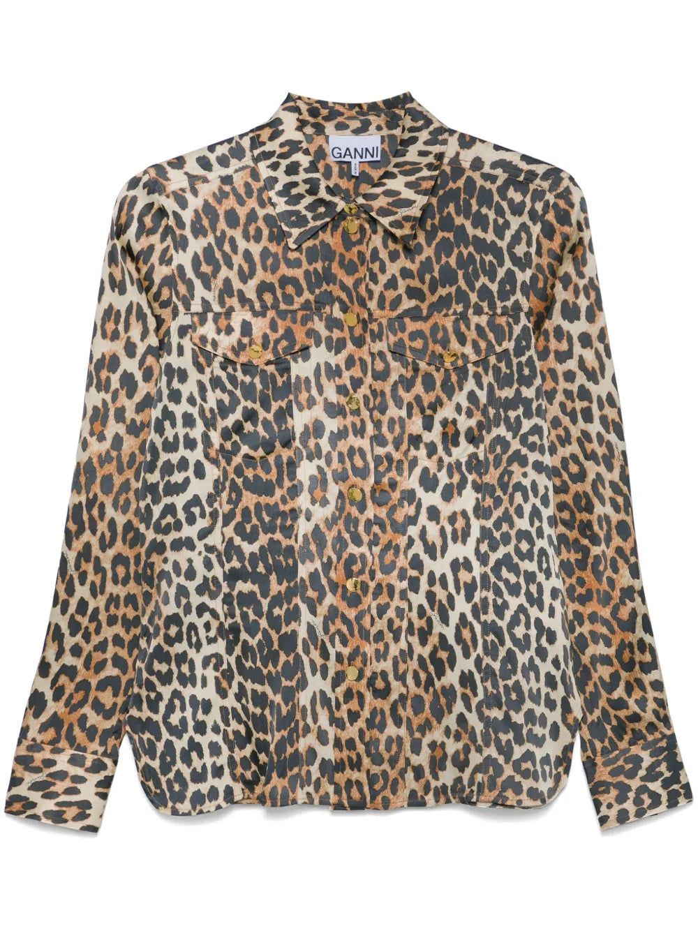 Leopard-Print Satin Shirt