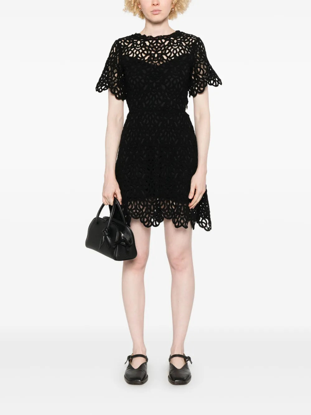 Crochet-Knit Mini Dress