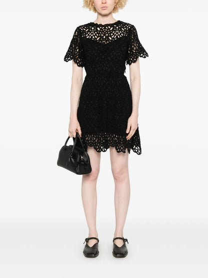 Crochet-Knit Mini Dress