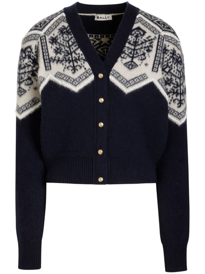 Floral-Jacquard Cardigan