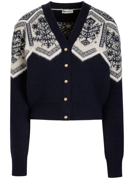 Floral-Jacquard Cardigan