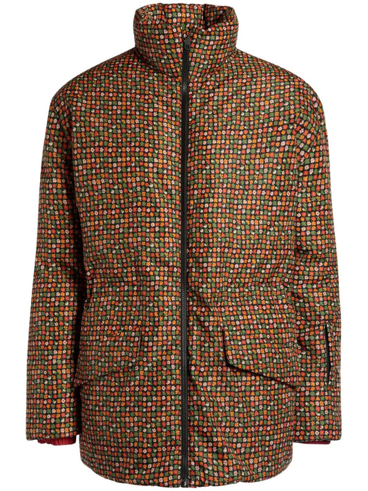Alpine-Flower Print Puffer Jacket