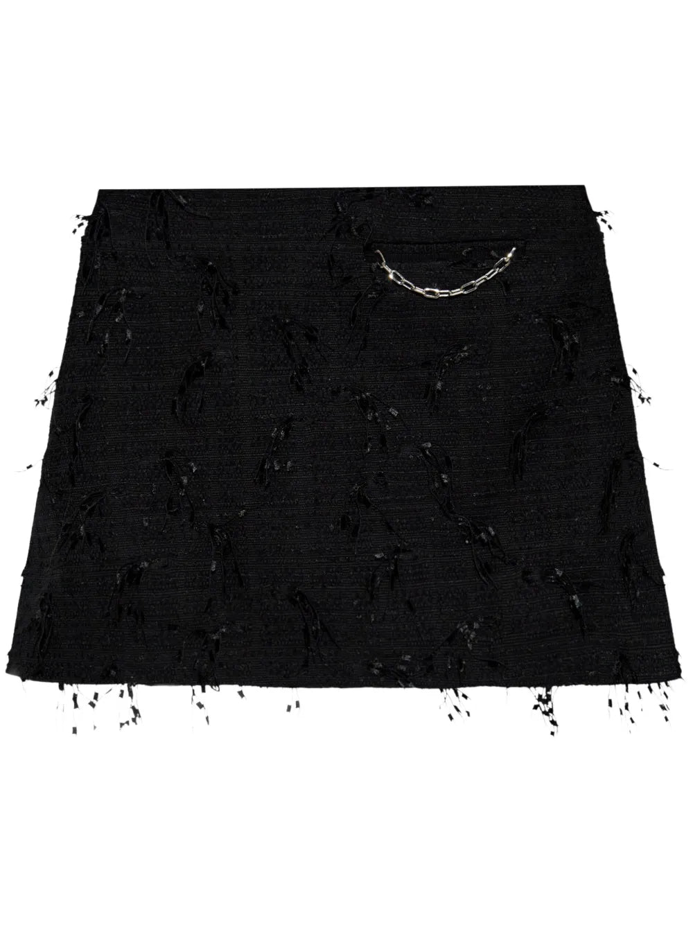 Fringed Tweed Mini Skirt