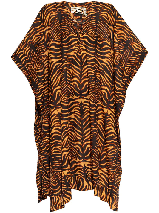 Tiger-Print Cotton-Blend Dress