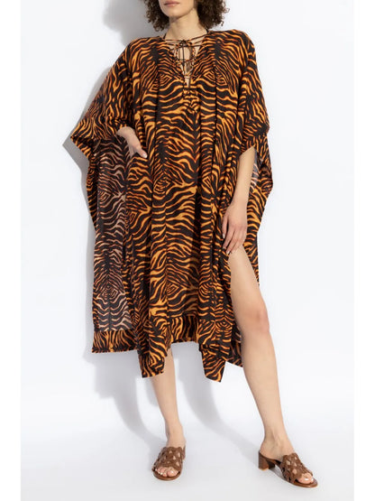 Tiger-Print Cotton-Blend Dress