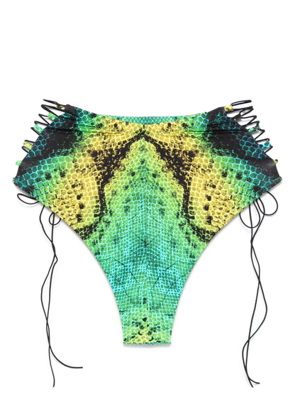 Snake-Print High-Waist Bikini Bottoms