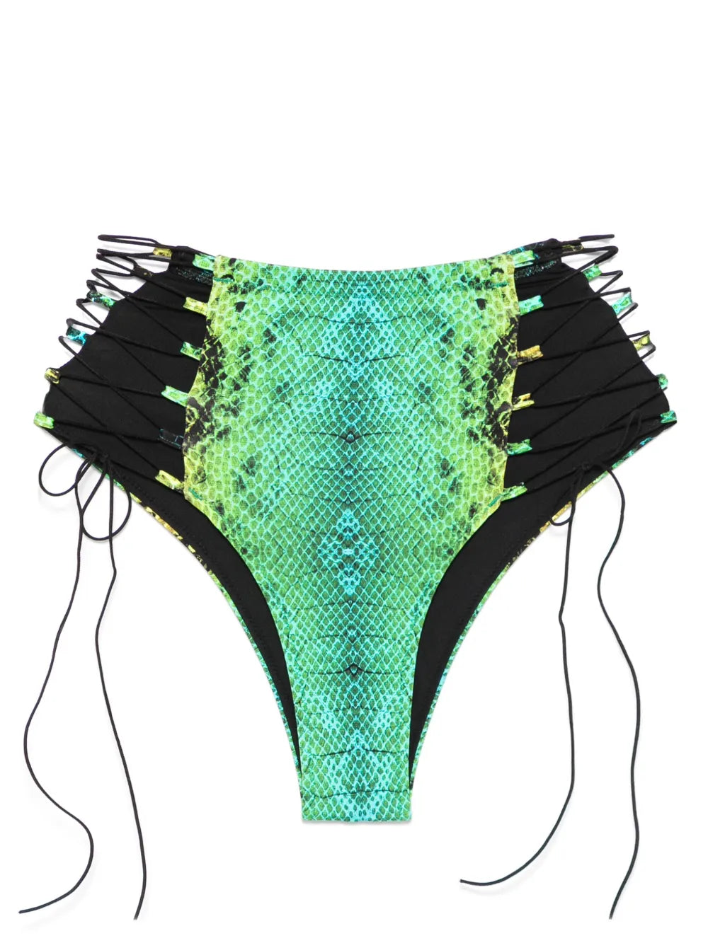 Snake-Print High-Waist Bikini Bottoms