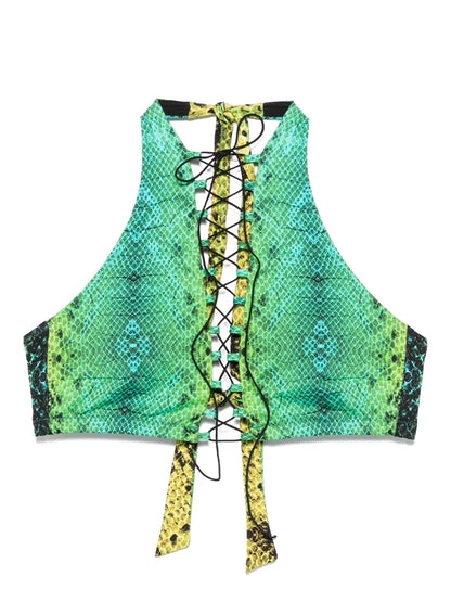 Snake-Print Bikini Top