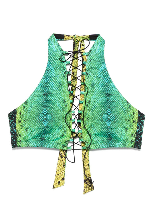 Snake-Print Bikini Top