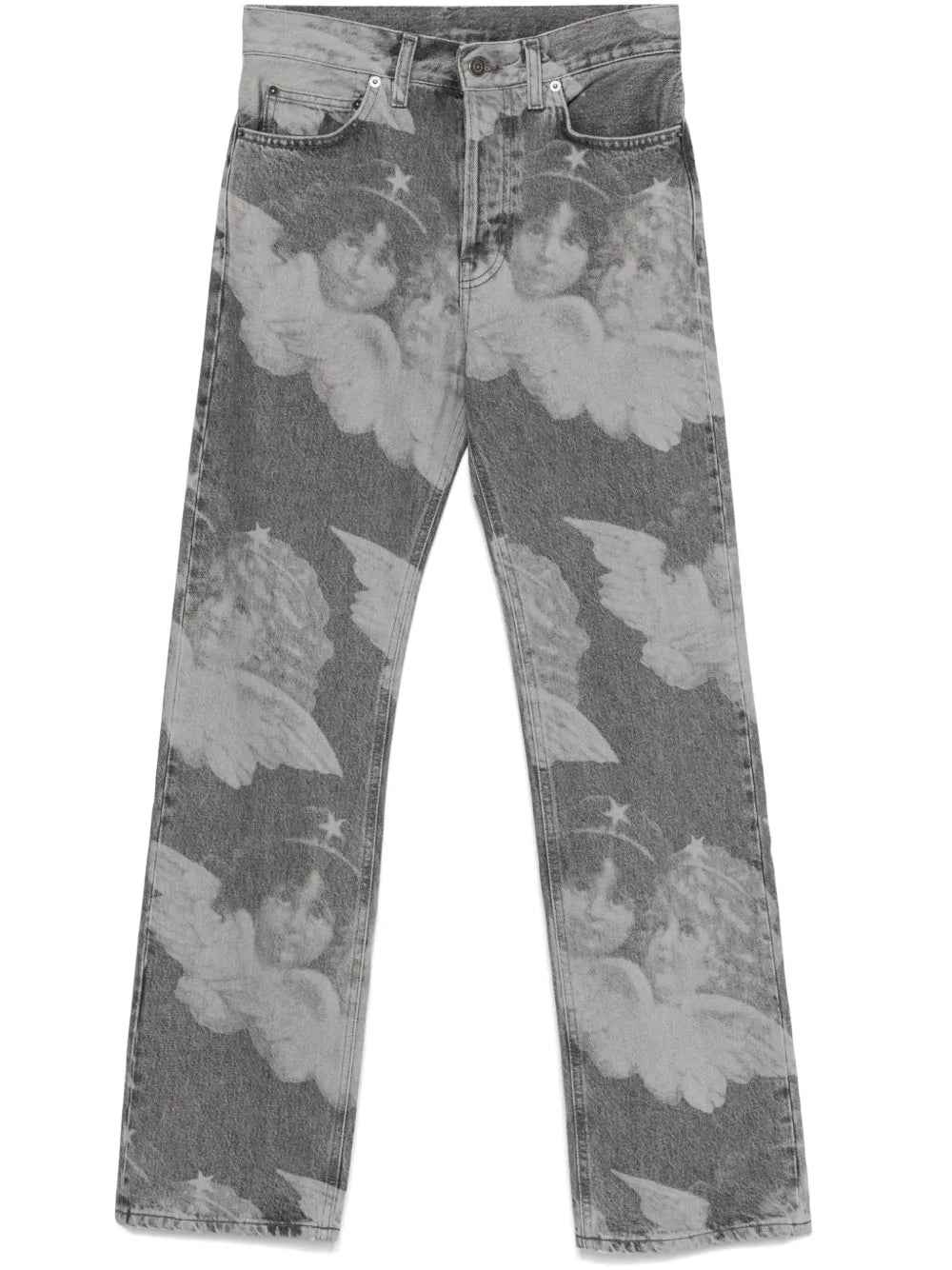 Angels-Print Straight-Leg Jeans