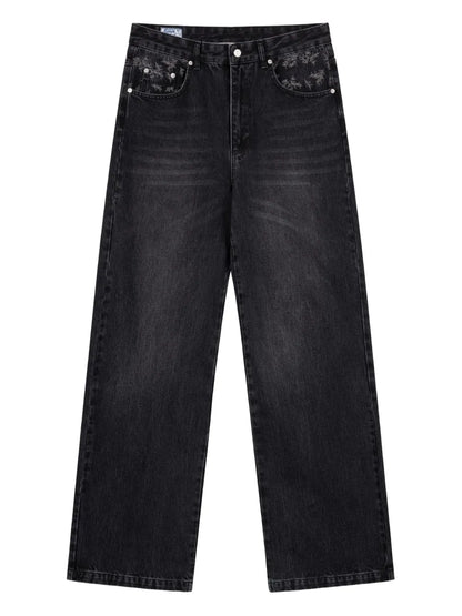 Faded Wide-Leg Jeans