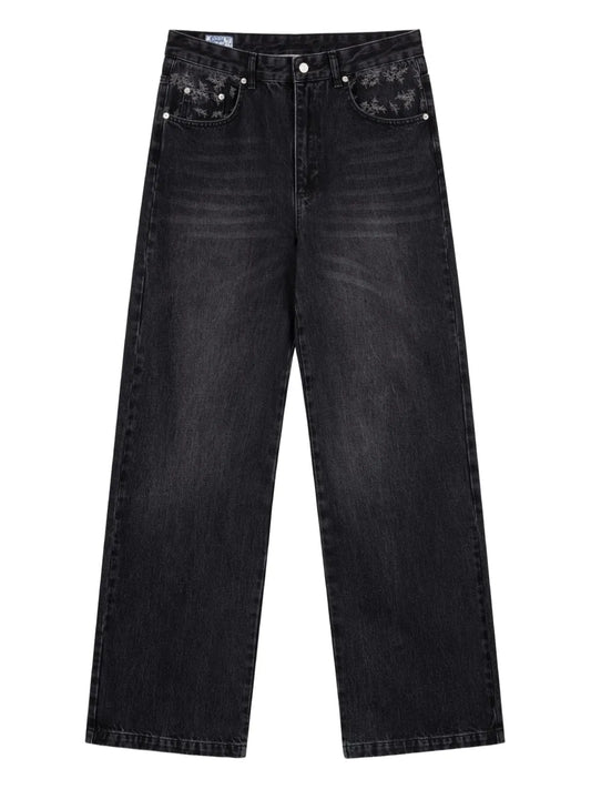 Faded Wide-Leg Jeans