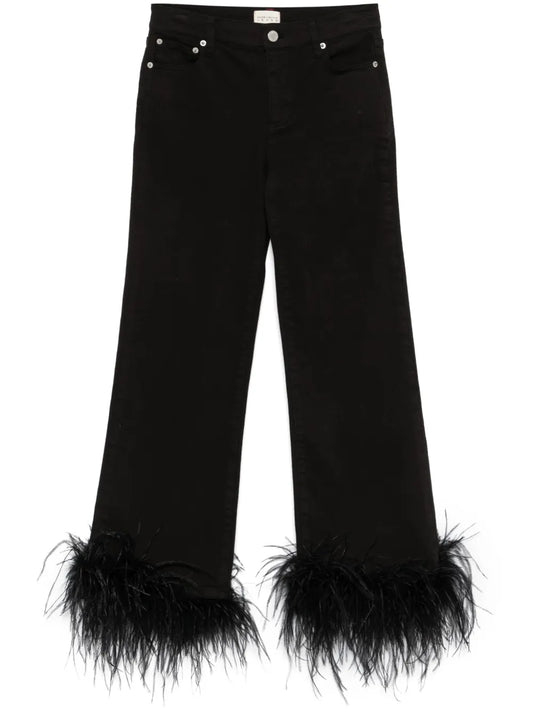 Feather-Trim Jeans