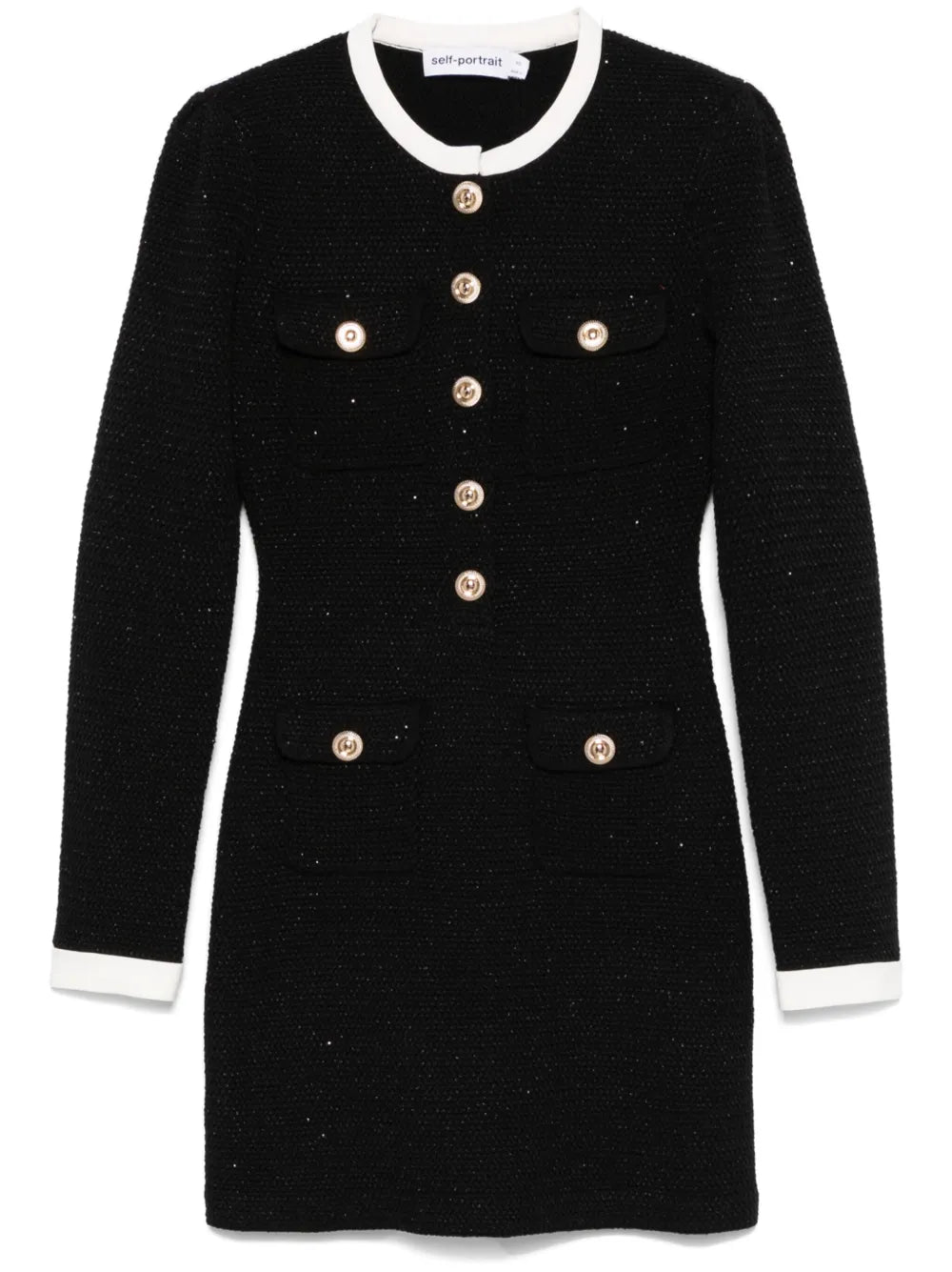 Knitted Contrast-Collar Mini Dress