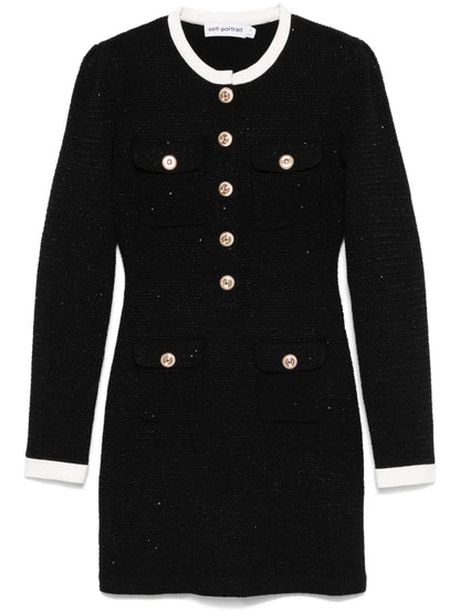 Knitted Contrast-Collar Mini Dress