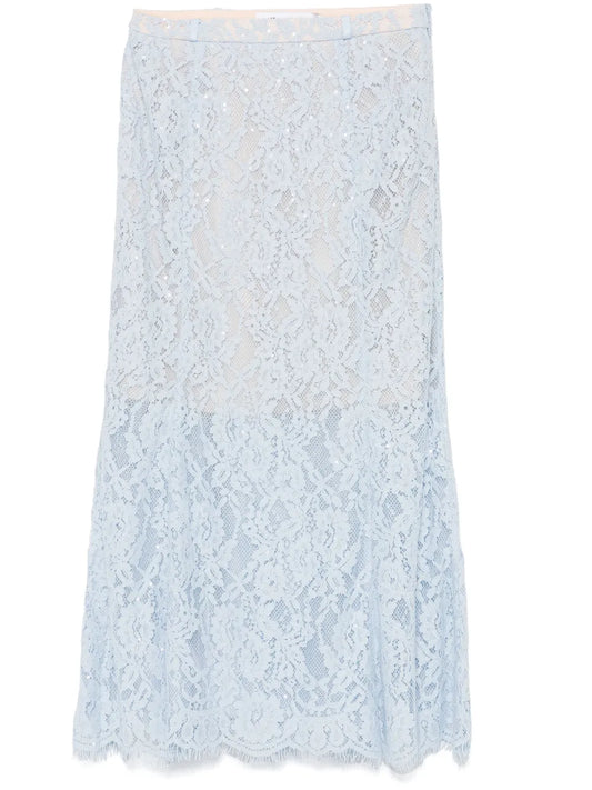 Lace Flared Midi Skirt
