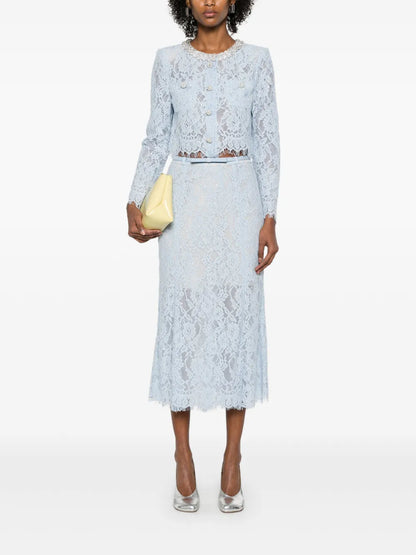 Lace Flared Midi Skirt