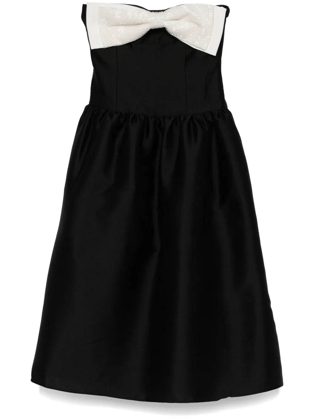 Taffeta Contrast-Bow Midi Dress