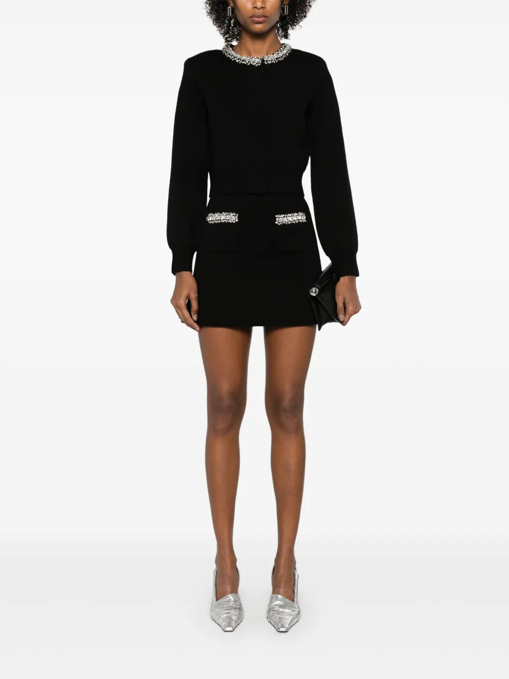 Knitted Embellished Mini Skirt