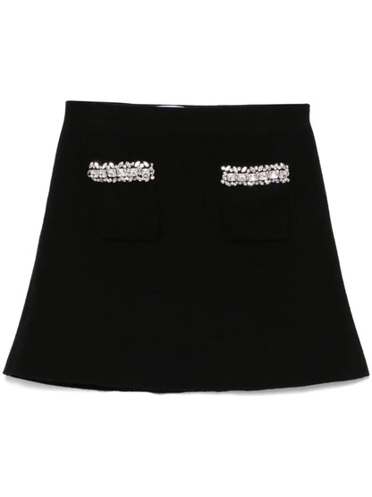 Knitted Embellished Mini Skirt
