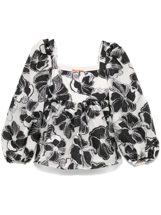 Anemone-Jacquard Square-Neck Top