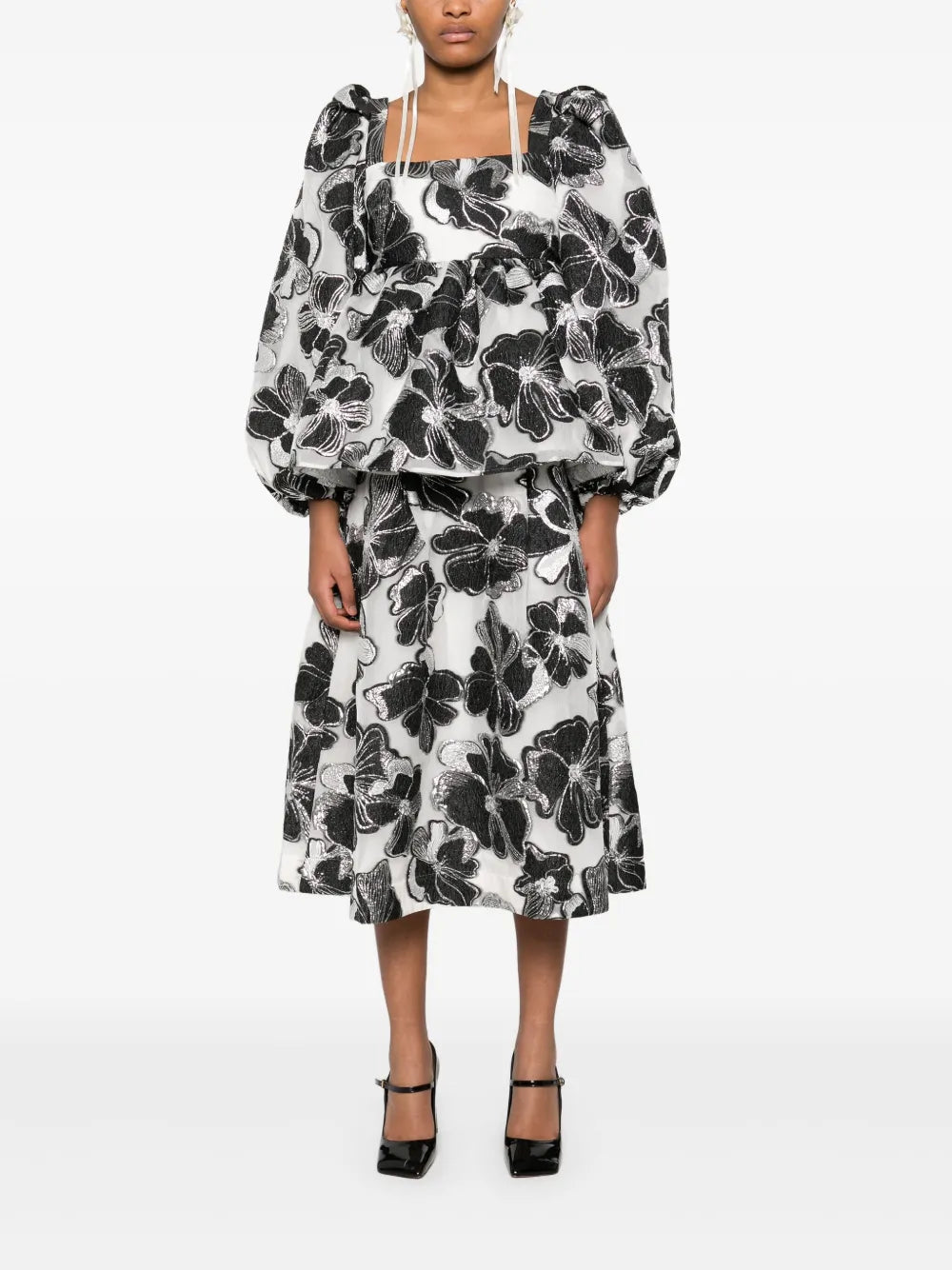 Anemone-Jacquard Square-Neck Top
