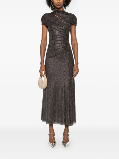 Rhinestone Cut-Out Midi Dress