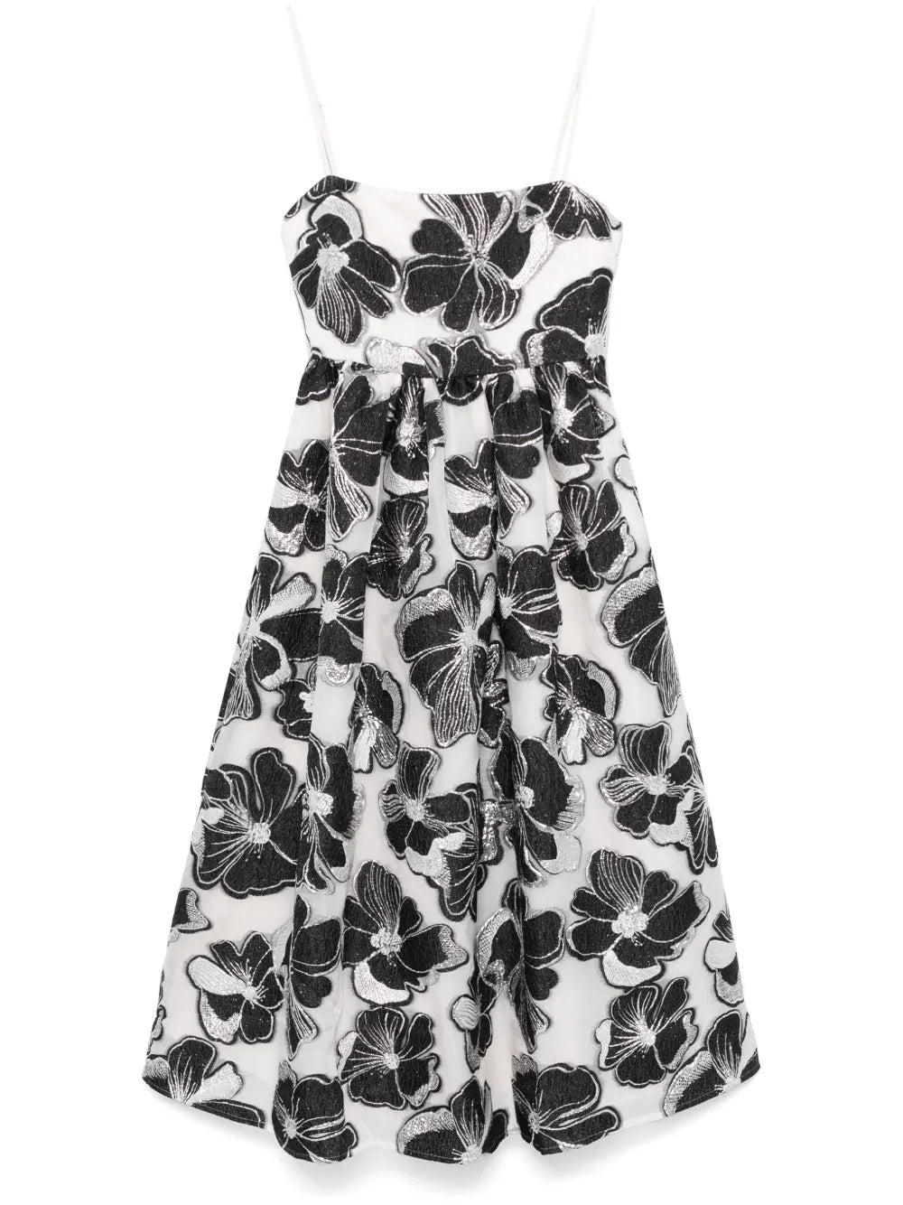 Anemone-Jacquard Voluminous Midi Dress