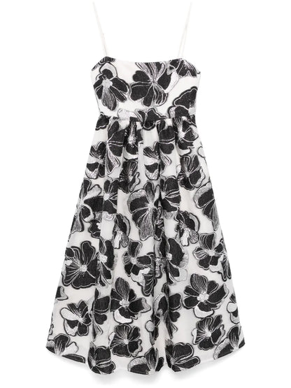 Anemone-Jacquard Voluminous Midi Dress