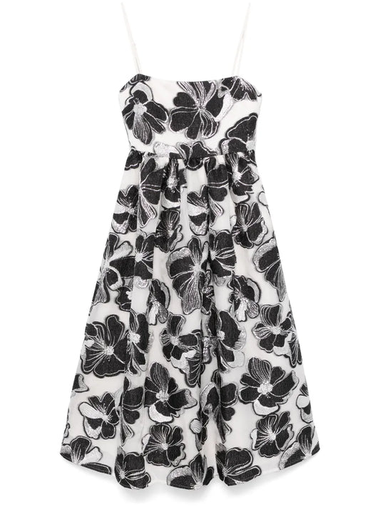 Anemone-Jacquard Voluminous Midi Dress