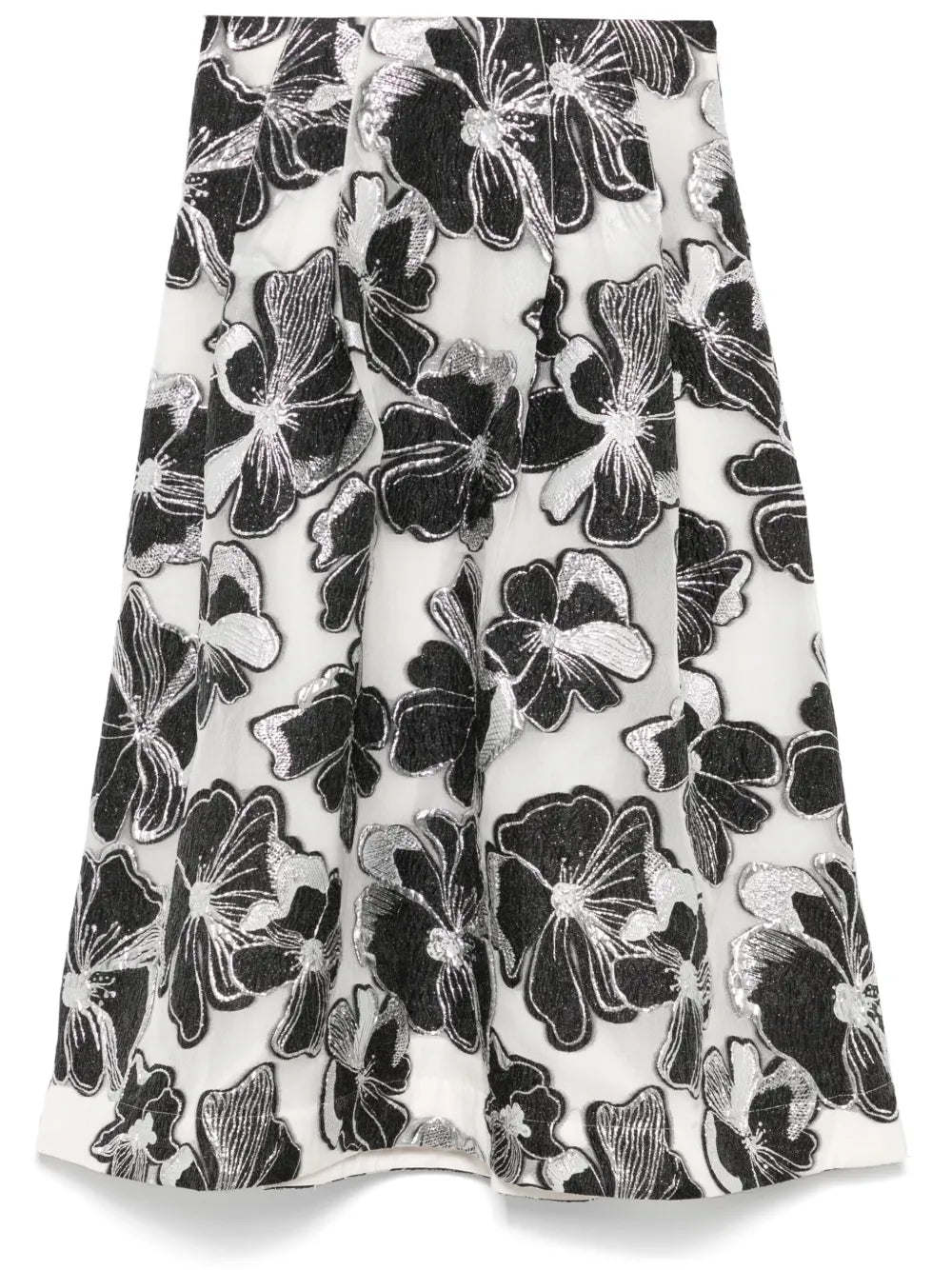 Anemone-Jacquard Voluminous Midi Skirt