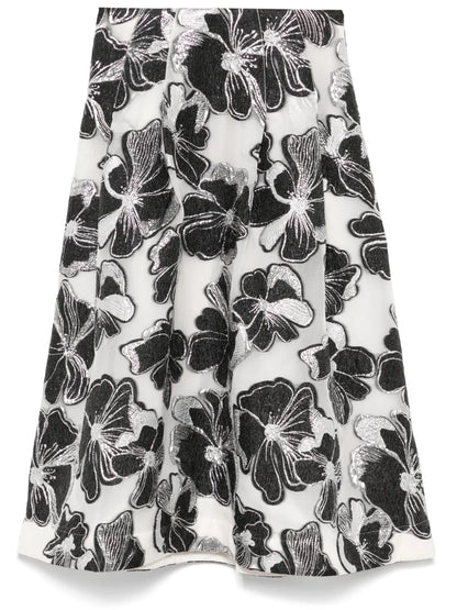 Anemone-Jacquard Voluminous Midi Skirt
