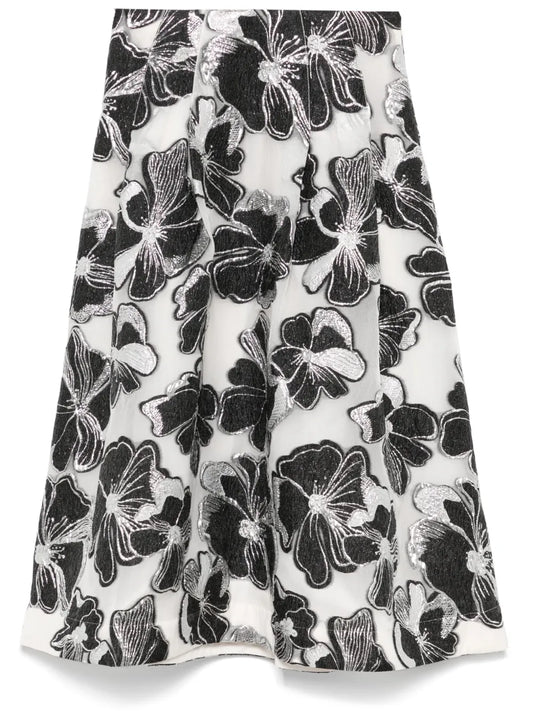 Anemone-Jacquard Voluminous Midi Skirt
