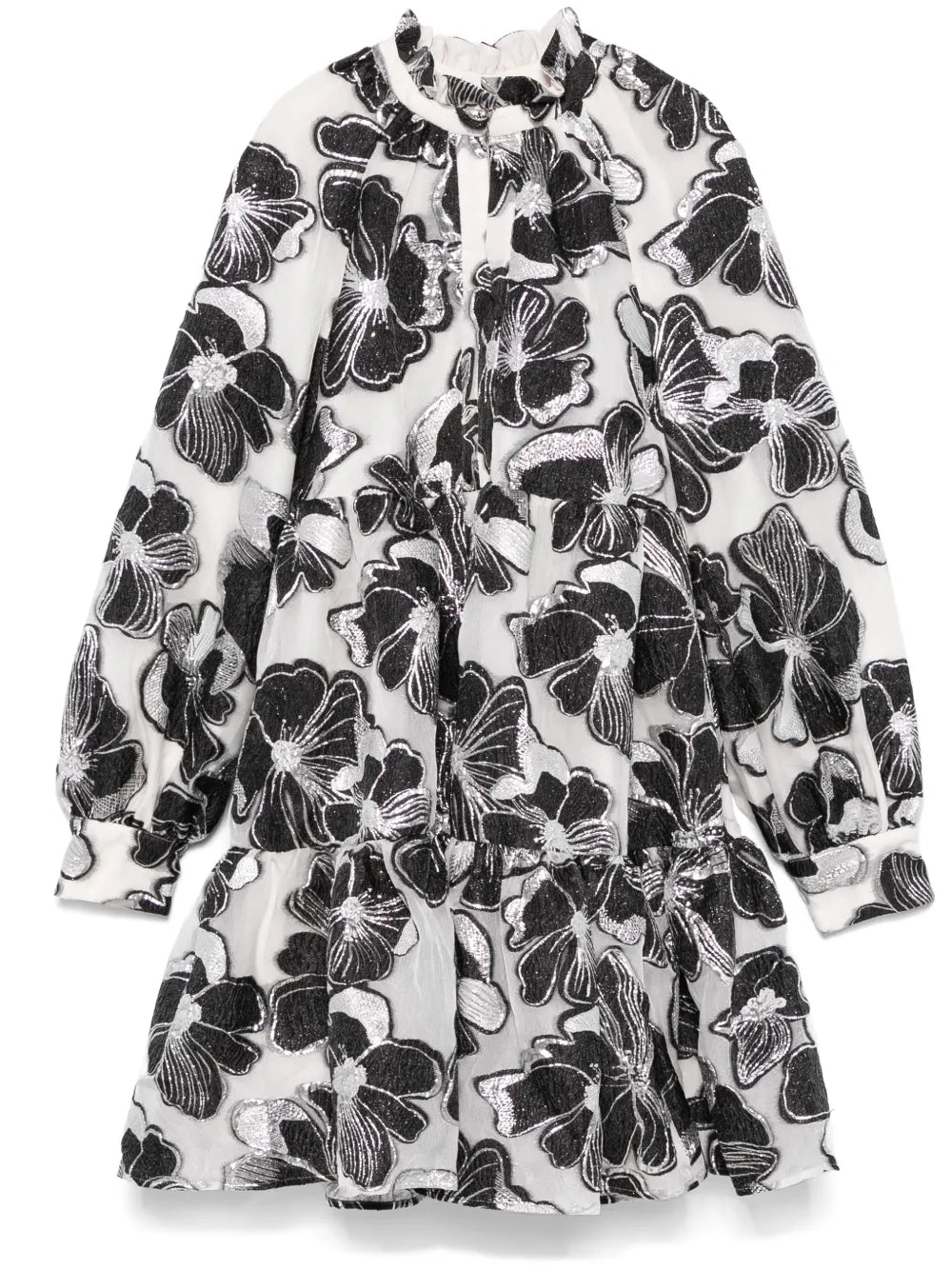 Anemone-Jacquard Tier Mini Dress