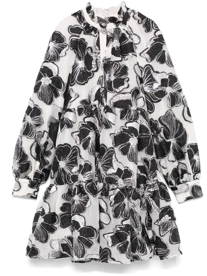 Anemone-Jacquard Tier Mini Dress