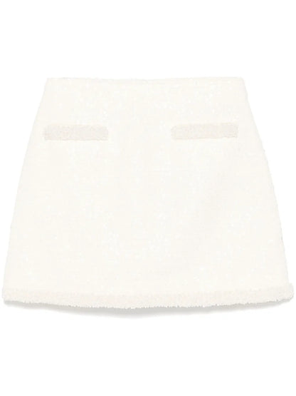 Bouclé Pearl-Trim Mini Skirt