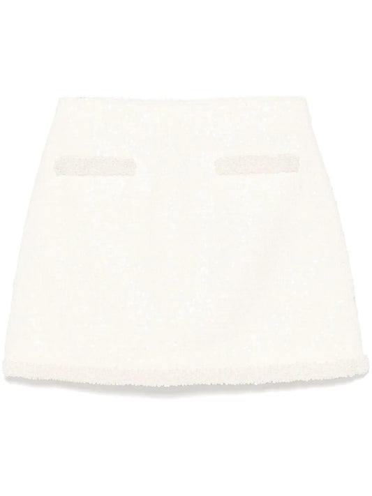 Bouclé Pearl-Trim Mini Skirt