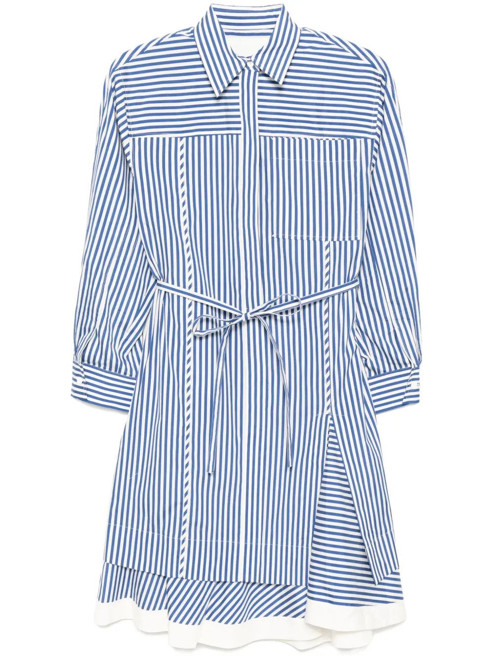Striped Cascade-Sleeves Shirt
