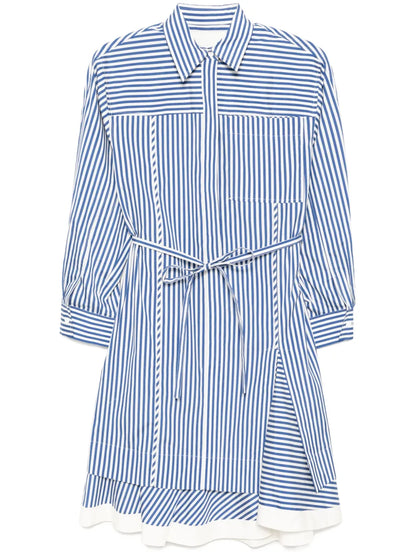 Striped Cascade-Sleeves Shirt