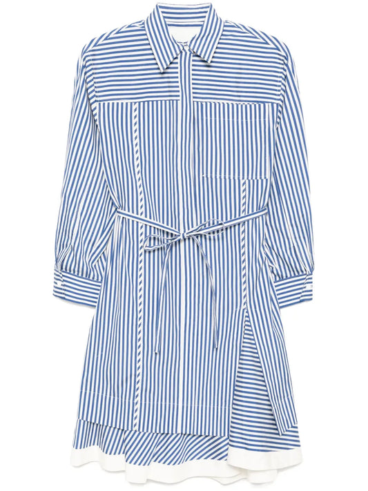 Striped Cascade-Sleeves Shirt