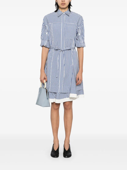Striped Cascade-Sleeves Shirt