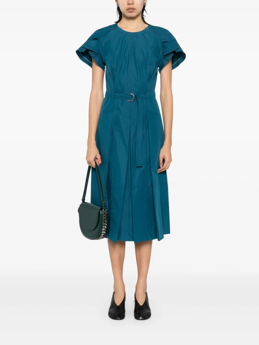 Petal-Sleeves Midi Dress