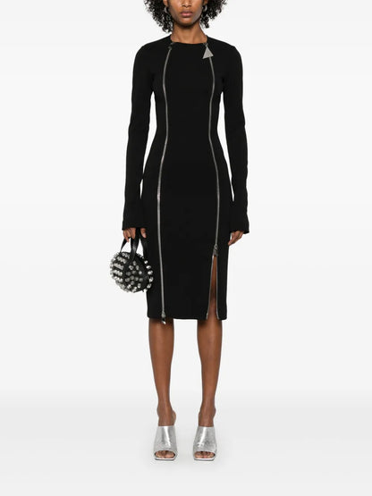 Zip-Fastening Midi Dress