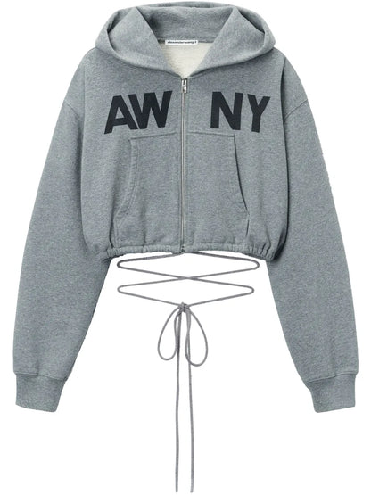 Graphic-Print Deconstructed Wrap Hoodie