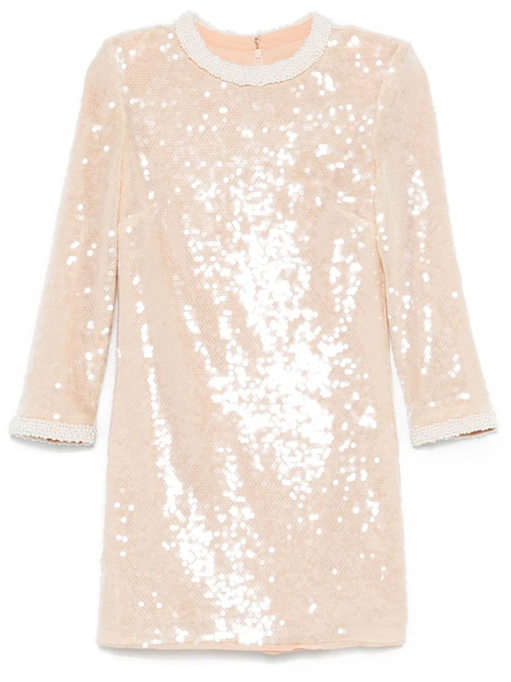 Sequin Pearl-Trim Mini Dress