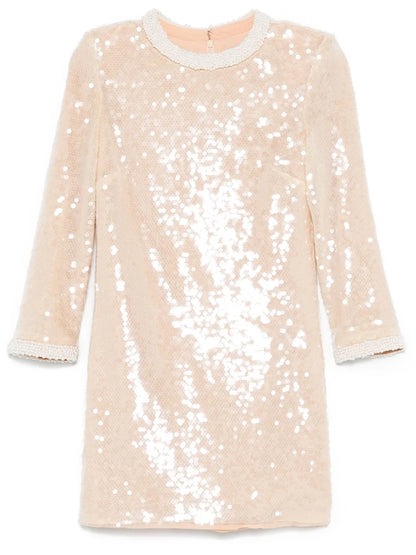 Sequin Pearl-Trim Mini Dress