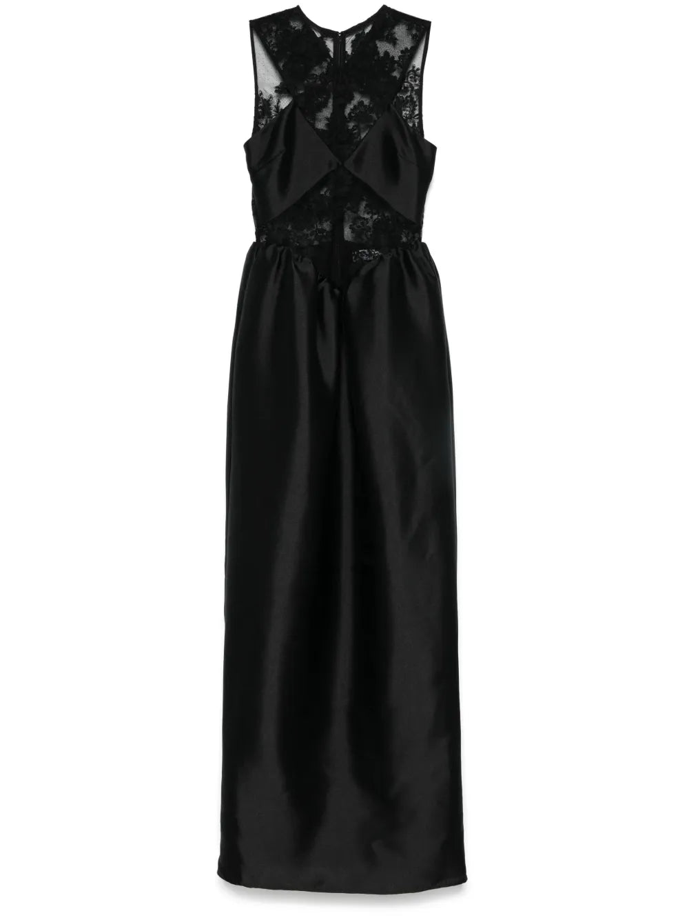 Lace-Trim Taffeta Maxi Dress