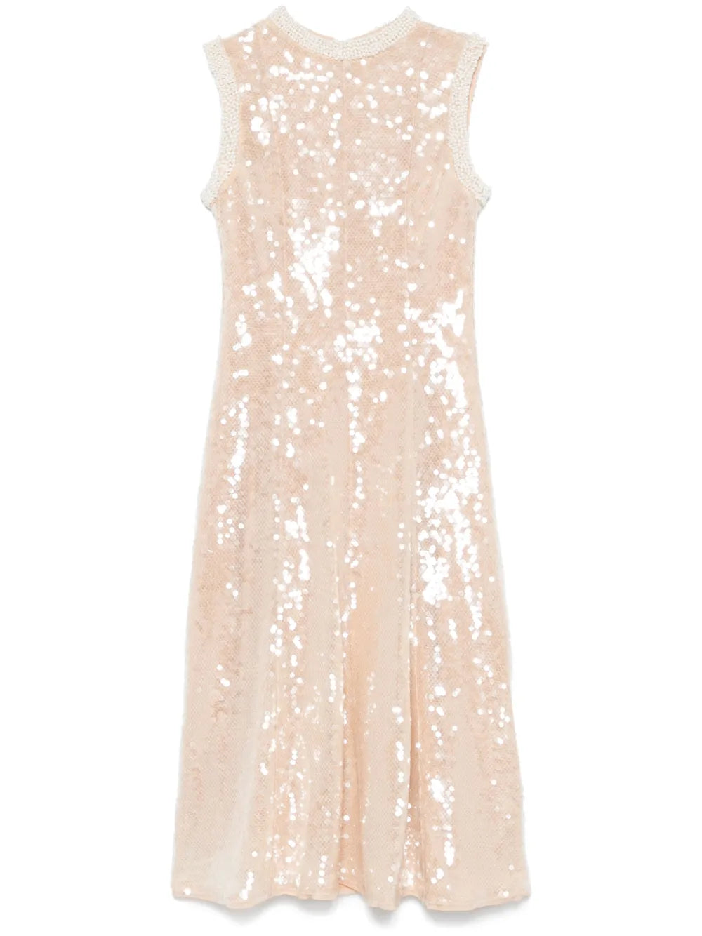 Sequin Pearl-Trim Midi Dress